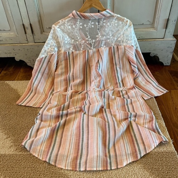 FINAL CLEARANCE Tassels and Lace Boho Stripe Tassel Tie Lace Dress Size Medium - Picture 4 of 7